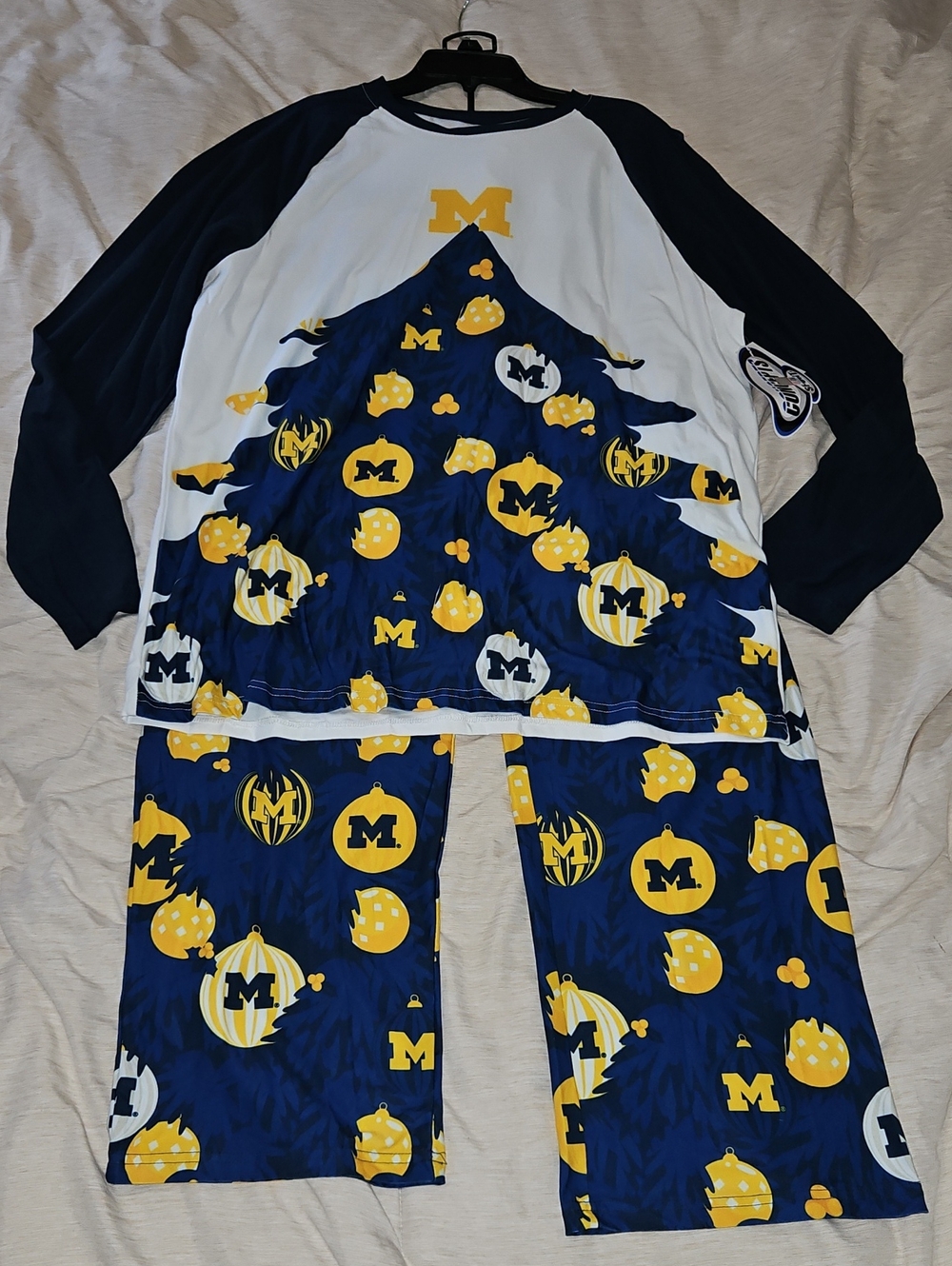 NEW Concepts University Of Michigan Holiday Christmas Tree 2 Piece Pajama Set L
